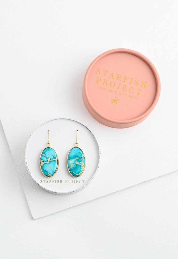 Turquoise Stone Earrings Apex Ethical Boutique