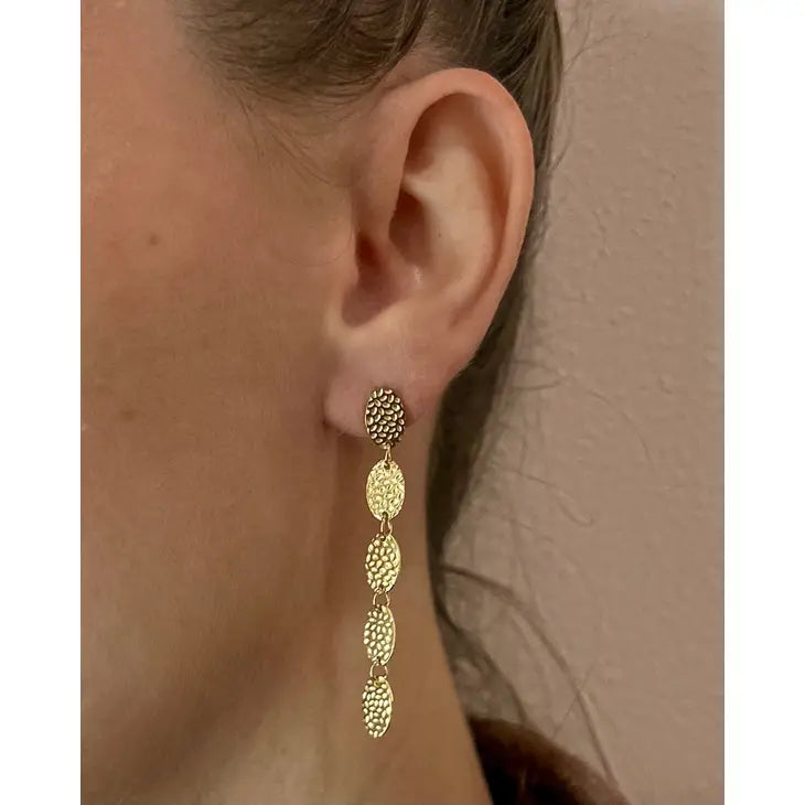 gold textured drop earrings 