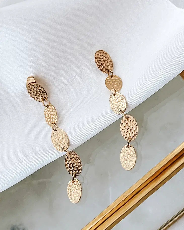 gold textured drop earrings 